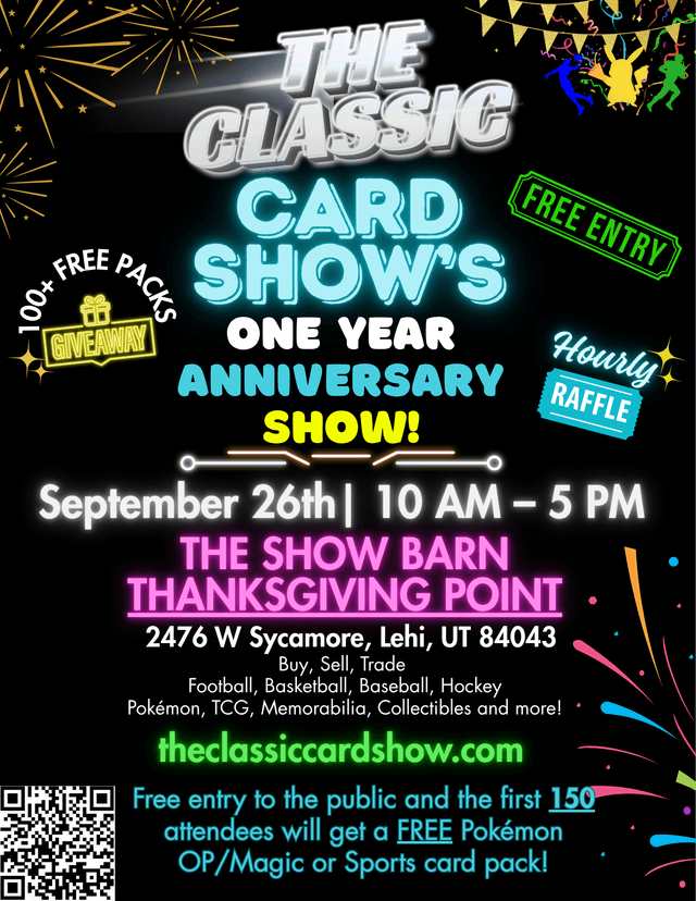 The Classic Card Show 1 Year Anniversary Show Event Flyer