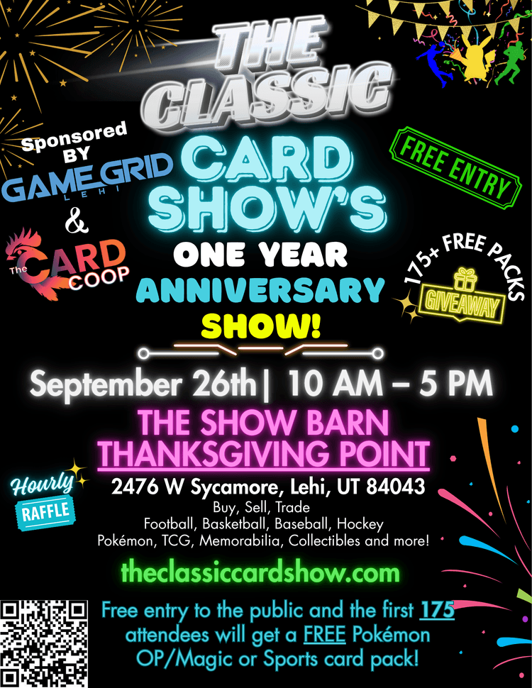 The Classic Card Show 1 Year Anniversary Show Event Flyer